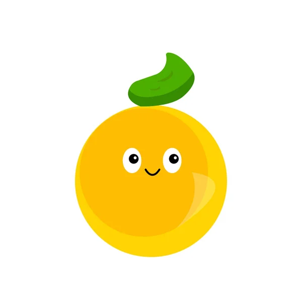 Oranje Schattig Stripfiguur Met Glimlach Modieuze Kapsel Glanzend Tropisch Fruit — Stockvector