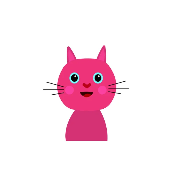 有心形鼻子和蓝眼睛的粉红小猫 白色背景上受欢迎的宠物卡通人物 — 图库矢量图片