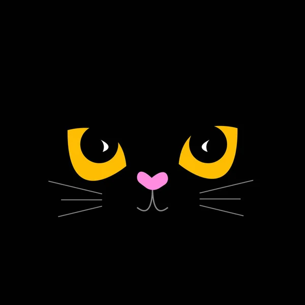 Orange Kot Oczy Świecą Ciemnym Obiekcie Czarnym Tle Koncepcji Zwierząt — Wektor stockowy