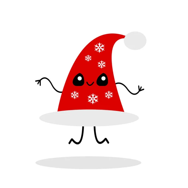 Personaje Dibujos Animados Sombrero Santa Con Patrones Copos Nieve Concepto — Vector de stock