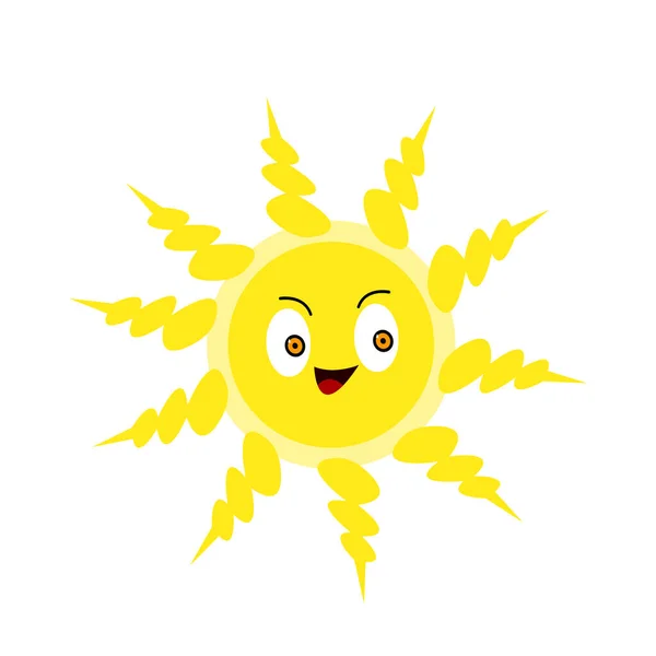 Soleil Personnage Dessin Animé Lumineux Avec Des Rayons Pointus Yeux — Image vectorielle
