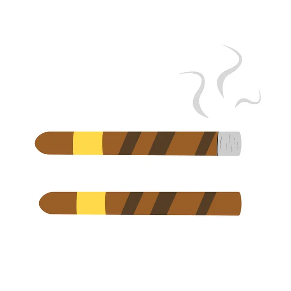 Smoldering Cigar Gray Steam Next Whole Cigar Object White Background — Stock Vector