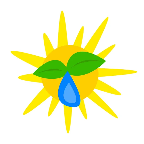 Logo Naturel Green Sprout Une Goutte Eau Concept Soleil Agriculture — Image vectorielle