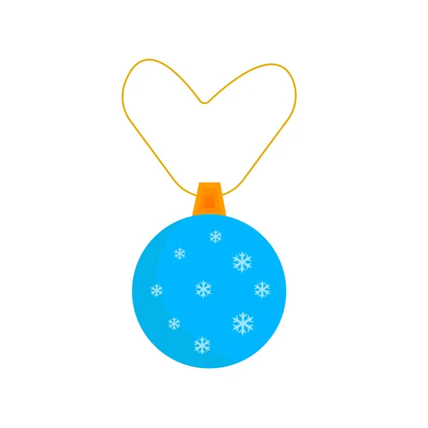 Ярко Синий Шар Узорами Белых Снежинок Золотой Кружевной Рождественской Игрушкой — стоковый вектор