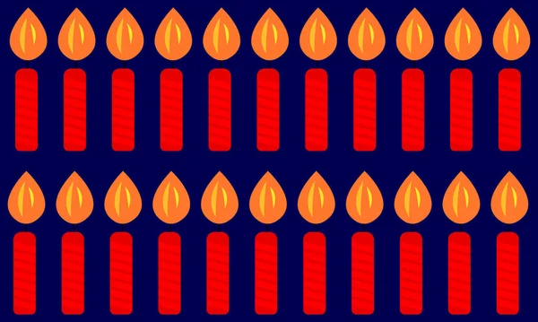 Красные Праздничные Свечи Оранжевое Пламя Темно Фиолетовых Обоях Оформления Концепции — стоковый вектор