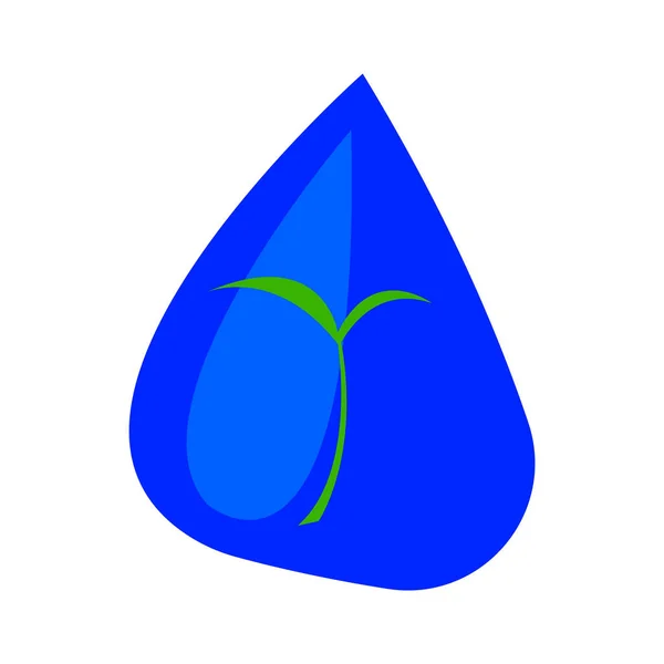 Зеленый Росток Блестящей Капле Воды Концепции Сельского Хозяйства Сбора Логотипа — стоковый вектор