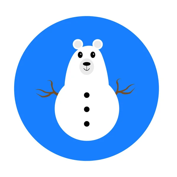 Снеговик Головой Белого Медведя Дикое Животное Милой Улыбкой Символ Нового — стоковый вектор