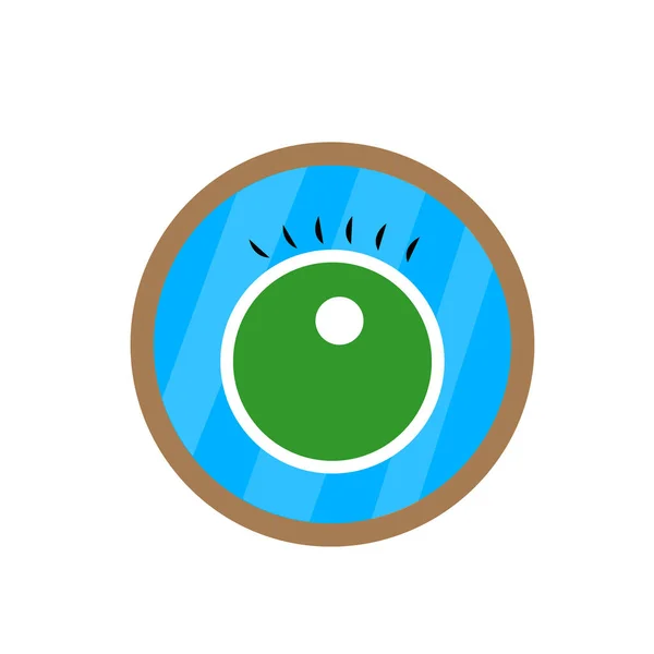 Green Eye Eyelashes Reflected Mirror Object Design White Background Concept — Stock Vector