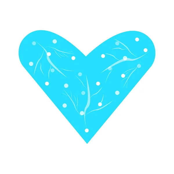 Corazón Azul Con Patrones Hielo Caída Redonda Objeto Nieve Concepto — Vector de stock