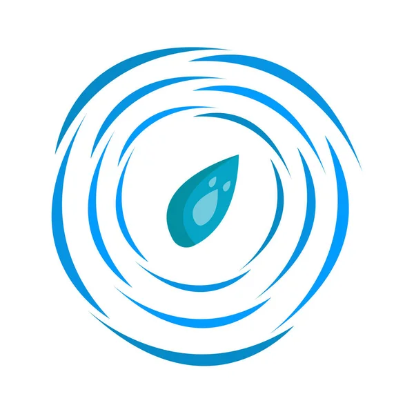 Капли Круги Воды Вокруг Природного Логотипа Дизайна Белом Фоне — стоковый вектор