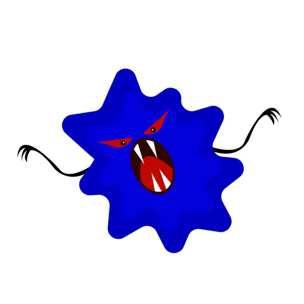 Τρομακτικό Μπλε Φάντασμα Ανοιχτό Στόμα Και Αιχμηρά Δόντια Κόκκινο Κακό — Διανυσματικό Αρχείο