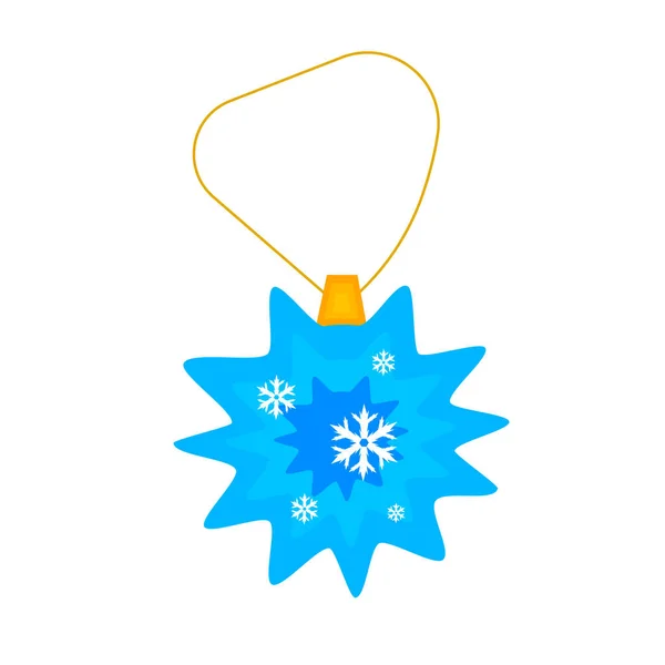 Blaues Weihnachtsspielzeug Mit Goldener Spitze Und Mustern Aus Weißen Schneeflocken — Stockvektor