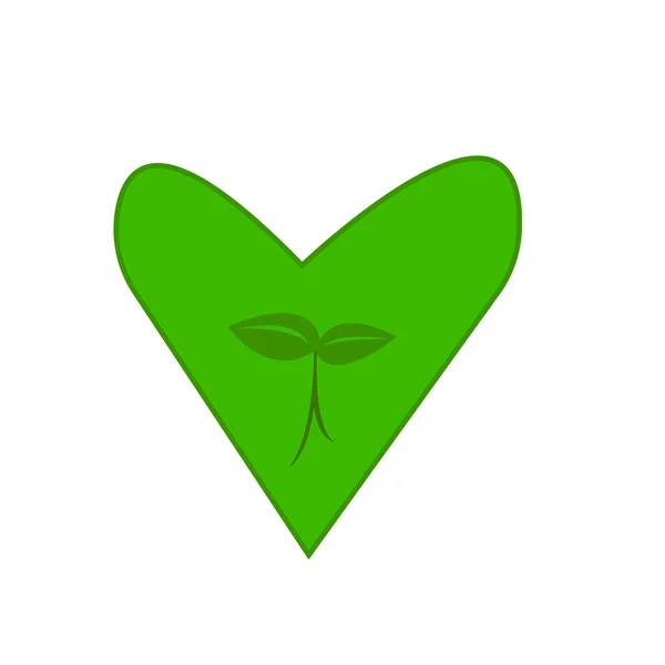 Φυσικό Λογότυπο Φυτρώνει Ένα Υπόβαθρο Καρδιά Έννοια Της Φύσης Και — Διανυσματικό Αρχείο