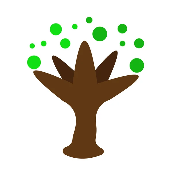 Fictive Dessin Animé Logo Naturel Arbre Brun Avec Des Motifs — Image vectorielle