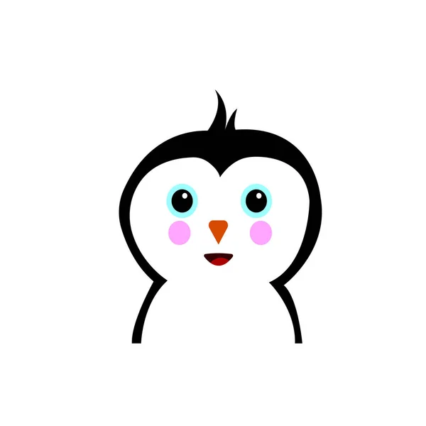 Мультяшный Пингвин Белом Фоне Крупным Планом Портрет Милый Улыбка Птица — стоковый вектор