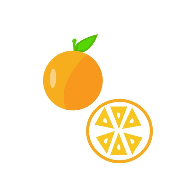Whole Orange Sliced Slice White Background Sweet Healthy Tropical Fruit — Stock Vector