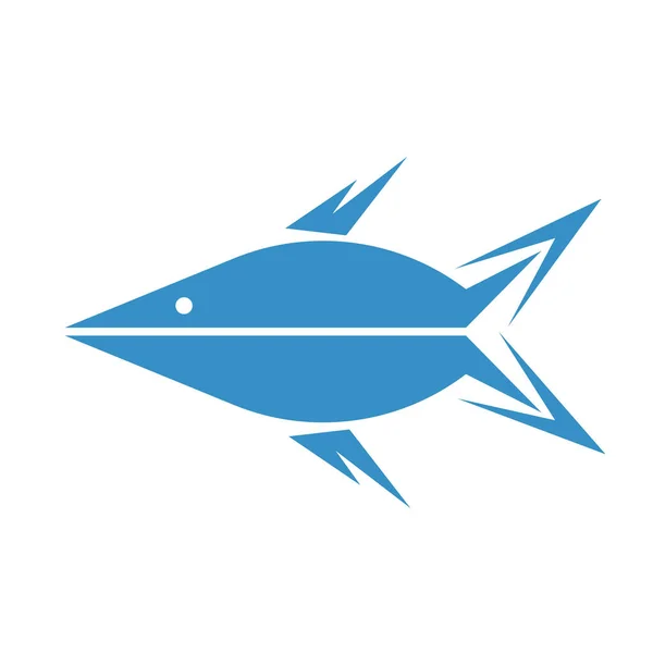 Logo Pescado Azul Marino Sobre Fondo Blanco Concepto Mariscos Pesca — Vector de stock