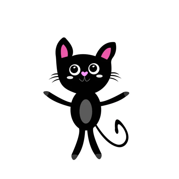 Personaje Dibujos Animados Gato Negro Con Una Nariz Rosa Forma — Vector de stock