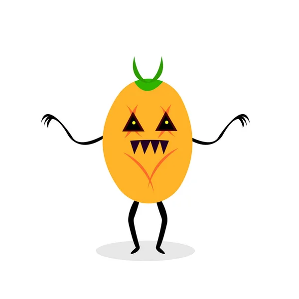 Pompoenmonster Met Scherpe Klauwen Tanden Concept Van Mystiek Halloween Object — Stockvector