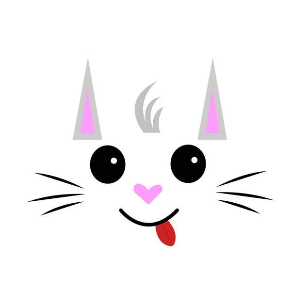 在动物和宠物的白色背景概念上 用红色的舌头和笑脸的猫嘴 — 图库矢量图片