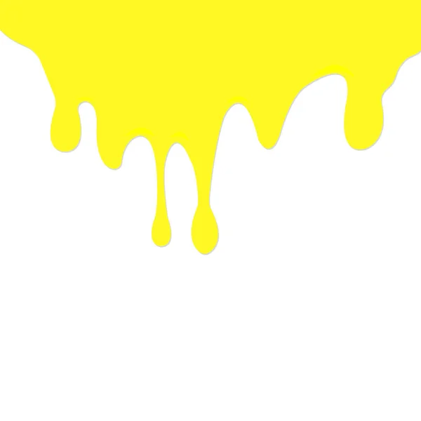 Flowing Drops Yellow Paint White Background Bright Abstraction Wallpaper Design — Stock Vector