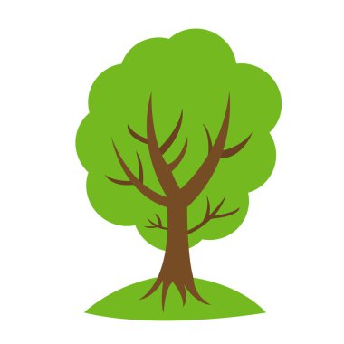 Yeşil tepeli ve keskin dallı orman ağacı beyaz arkaplan doğa kavramına sahip nesne