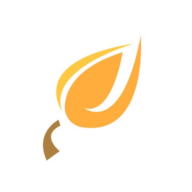 Sonbahar yaprağı logosu beyaz arka plan konsepti olan altın mevsim ve doğa üzerine sanatsal desen.