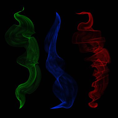 Siyah zemin üzerinde çok renkli vektör buharı desenleri