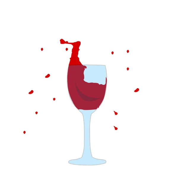 Splash Red Wine Glass Small Drops Alcohol Drinks Concept — Stock Vector