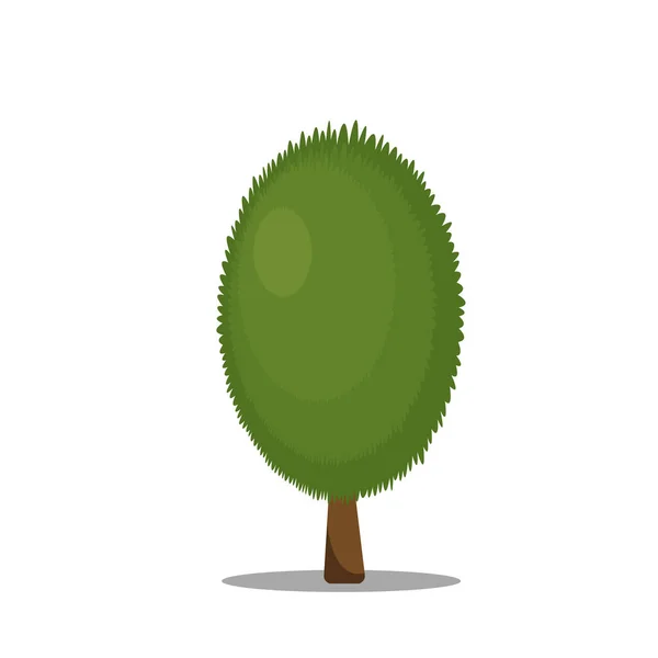 Árbol Del Bosque Con Objeto Superior Esponjoso Verde Sobre Fondo — Vector de stock