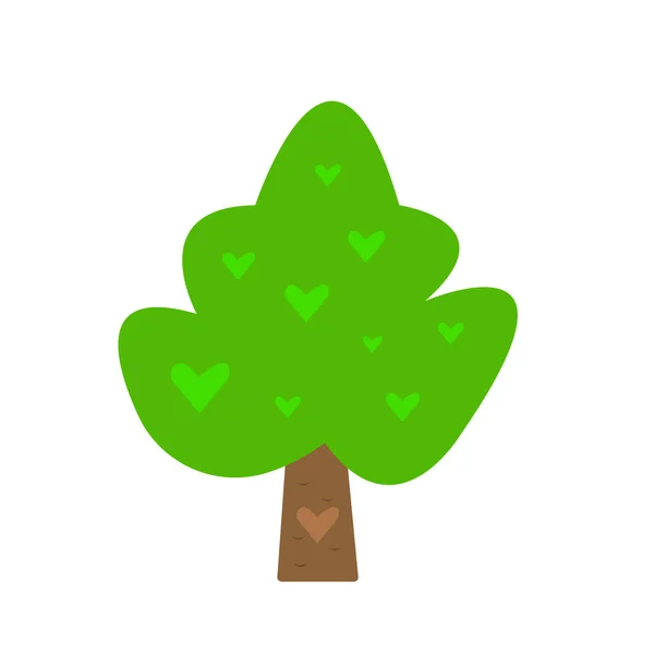 白色背景下绿色树梢 心型自然与园艺概念物的树 — 图库矢量图片