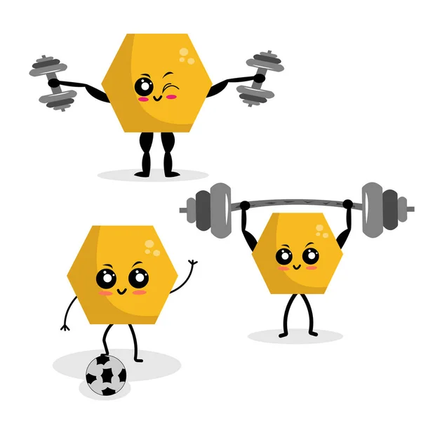 Favos Mel Personagens Desenhos Animados Esportivos Para Conceito Design Vitaminas — Vetor de Stock