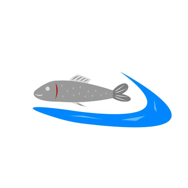 Poisson Vague Bleue Logo Objet Pour Concept Conception Industrie Pêche — Image vectorielle