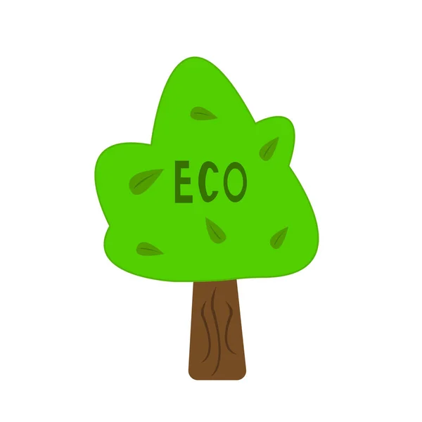Yeşil Yapraklı Ağaç Beyaz Arkaplan Logosu Üzerine Yazılmış Eco Orman — Stok Vektör