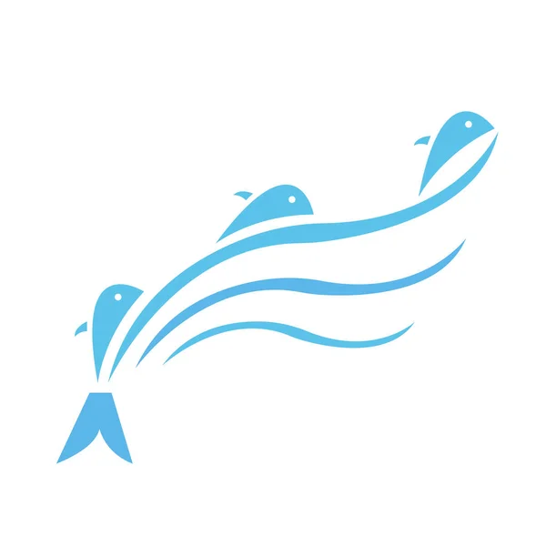 Fische Schwimmen Auf Den Wellen Logo Für Design Konzept Der — Stockvektor