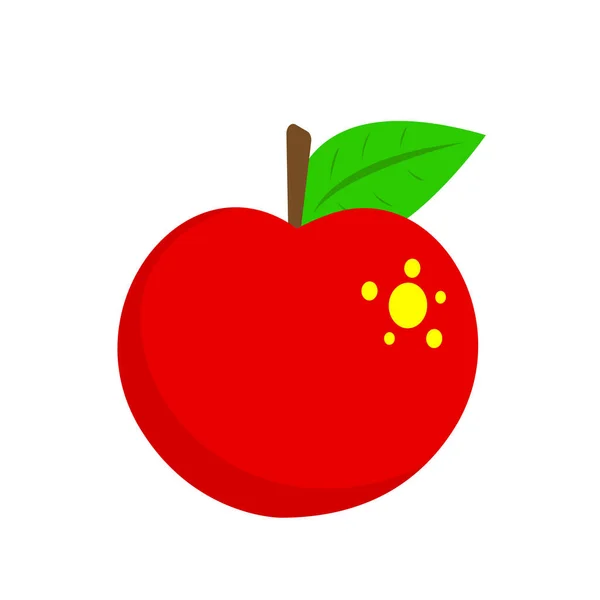成熟的苹果和红色水果 带有闪亮的黄斑图案 食物和维生素的概念 背景为白色 — 图库矢量图片