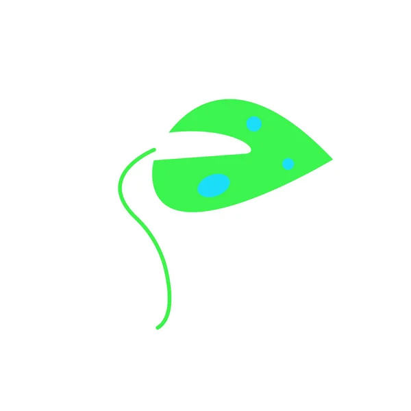 Parlak Yeşil Filiz Logosu Mavi Damlalarıyla Kaplıdır Doğa Çevre Kavramı — Stok Vektör