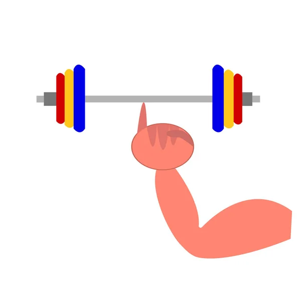 Athletic Heavy Barbell Holds Little Finger Hand Big Biceps Concept — Stock Vector