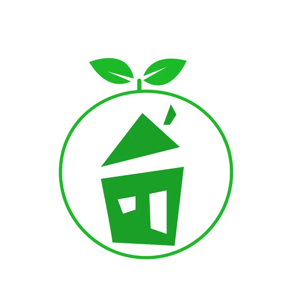 Logotipo Natural Casa Ecológica Verde Conceito Fruta Redonda Natureza Colheita —  Vetores de Stock