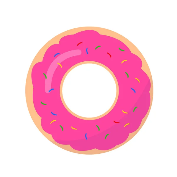 Donut Rund Süß Auf Weißem Hintergrund Das Konzept Der Lebensmittel — Stockvektor