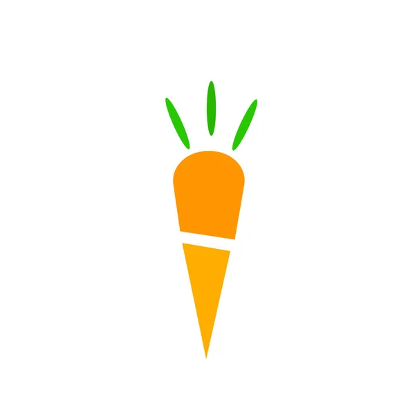 Καρότο Φυσικό Λογότυπο Δημοφιλή Λαχανικά Πορτοκάλι Πράσινα Φύλλα Λευκό Φόντο — Διανυσματικό Αρχείο