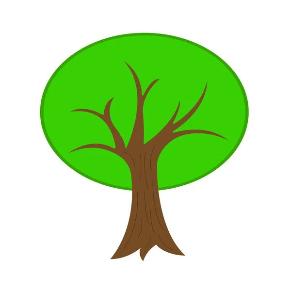 Baum Mit Scharfen Ästen Und Grüner Baumkrone Auf Weißem Hintergrund — Stockvektor