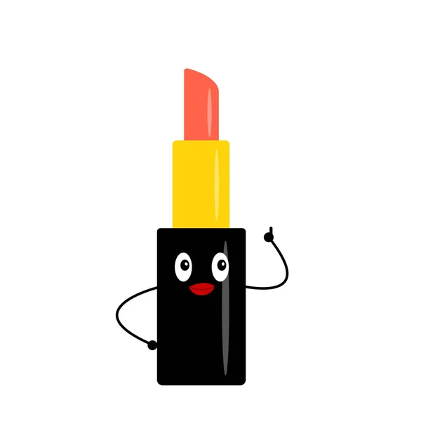 Lipstick Glanzende Cartoon Karakter Met Rode Lippen Duim Hand Opgeheven — Stockvector