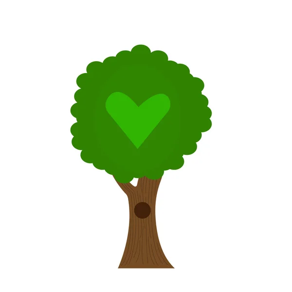 Árvore Com Topo Verde Padrão Forma Coração Brilhante Símbolo Amor —  Vetores de Stock