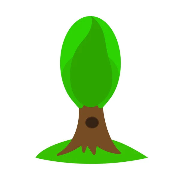 Árbol Con Una Parte Superior Verde Tronco Marrón Grueso Que — Vector de stock