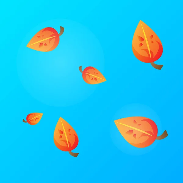 Oranje Herfstbladeren Met Betoverende Patronen Vallen Een Blauwe Hemel Achtergrond — Stockvector