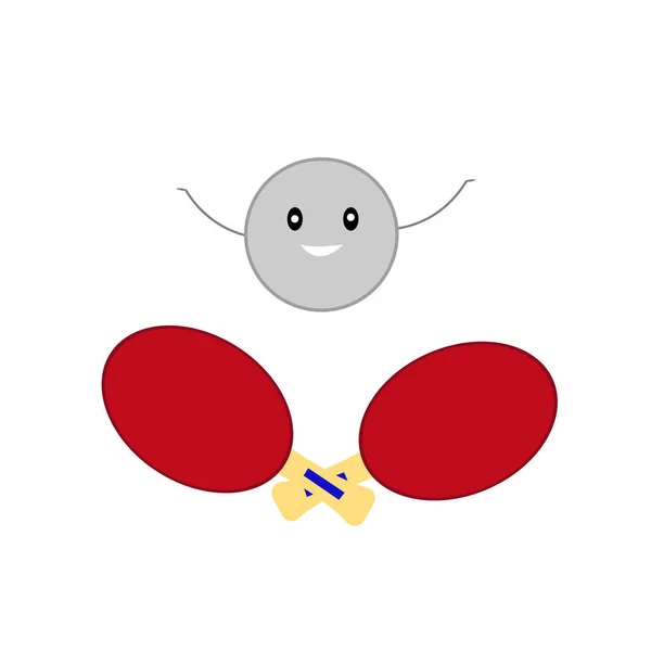 Raquette Logo Sport Pour Tennis Table Une Balle Ronde Souriante — Image vectorielle