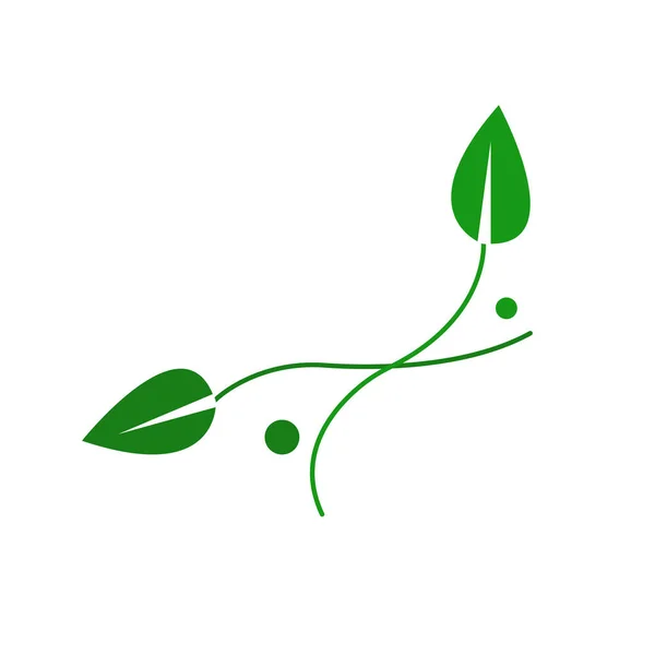 Natuurlijk Logo Groene Spruiten Puntige Bladeren Milieu Concept Object Voor — Stockvector