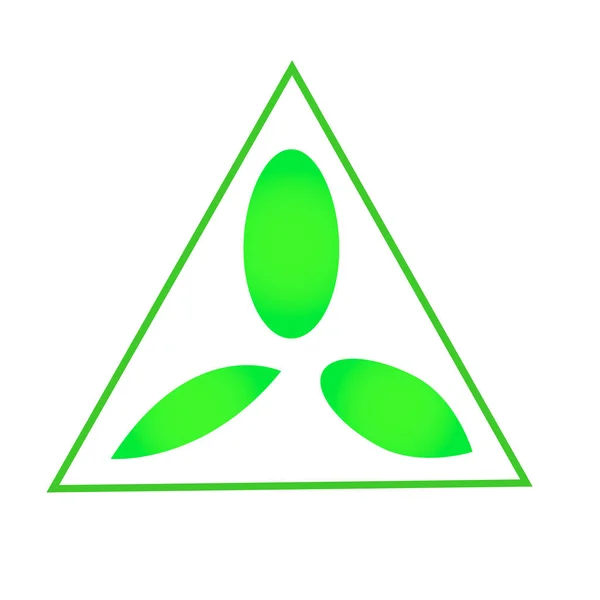 Logotipo Natural Verde Hojas Diferentes Marco Triangular Concepto Plantas Medio — Vector de stock