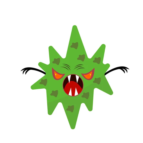Grüne Gruselige Monster Mit Dunklen Flecken Bösen Orangefarbenen Augen Und — Stockvektor